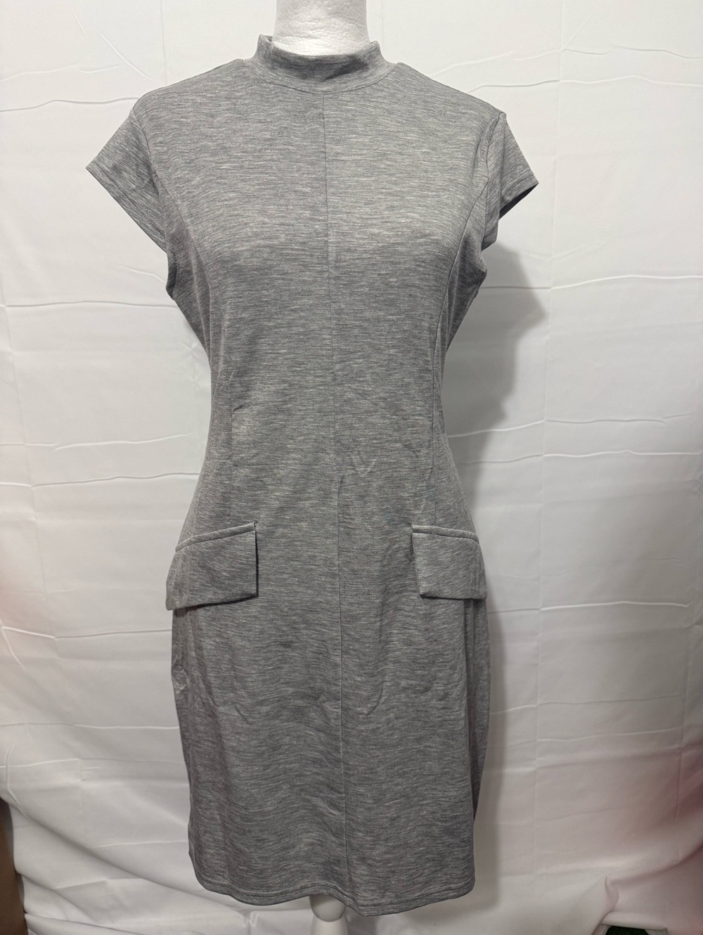 Heather Grey Cap-Sleeve Midi Shift Dress